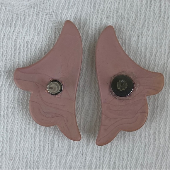 Vintage Blush Pink Ceramic Earrings 1980s - Picture 3 of 6